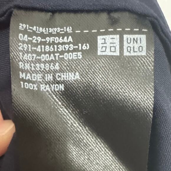 Uniqlo Navy 3/4 Sleeve Rayon Shirt Midi Dress M NWT Belted Minimalist‎ - Picture 6 of 7